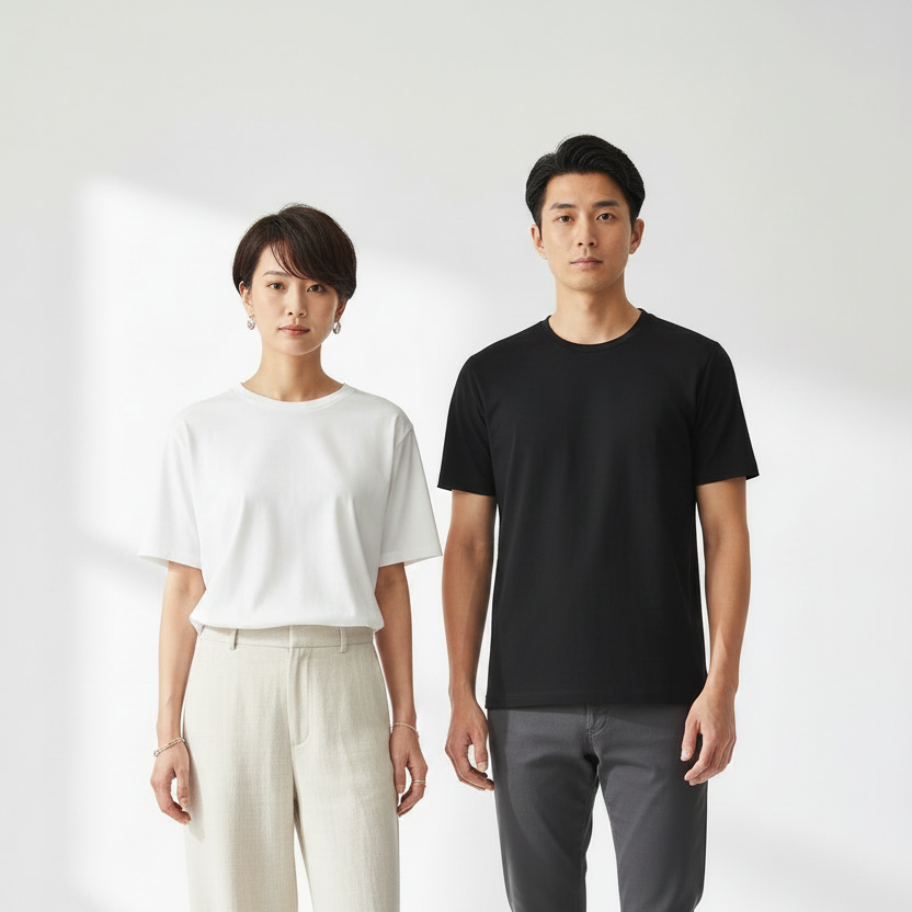T-shirt uni blanc et noir